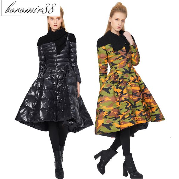 

women's 2021 creative design fashion celebrity temperament coat down jacket, Black
