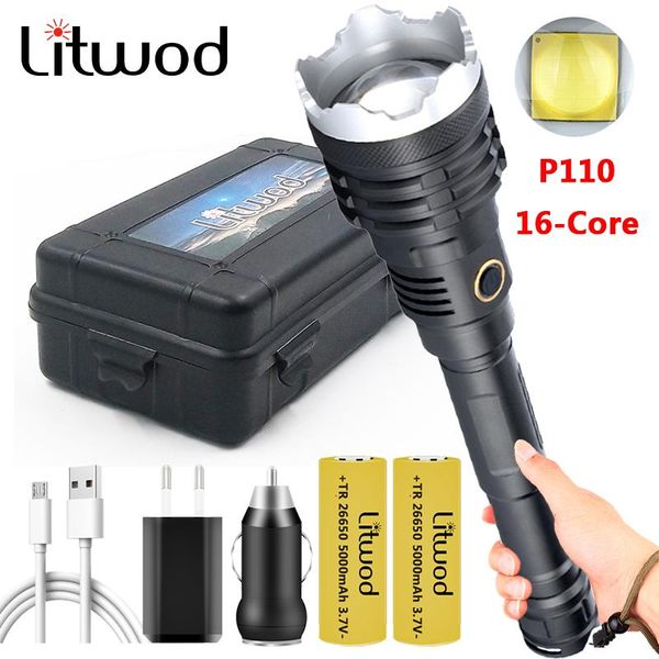 

xhp110.2 16 core the most brightest led power bank 10000mah torch usb rechargeable 21700 battery zoomable lantern 50w flashlights torches