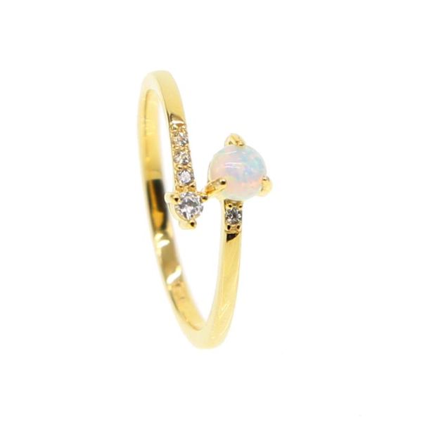 

wedding rings minimalist gold color delicate simple ring 100% 925sterling silver drop tiny dainty fire opal open adjustable, Slivery;golden