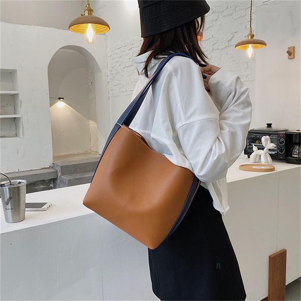 

evening bags luxury pu leather shoulder bag casual tote simply buckets purse large capacity women designer brand handbags