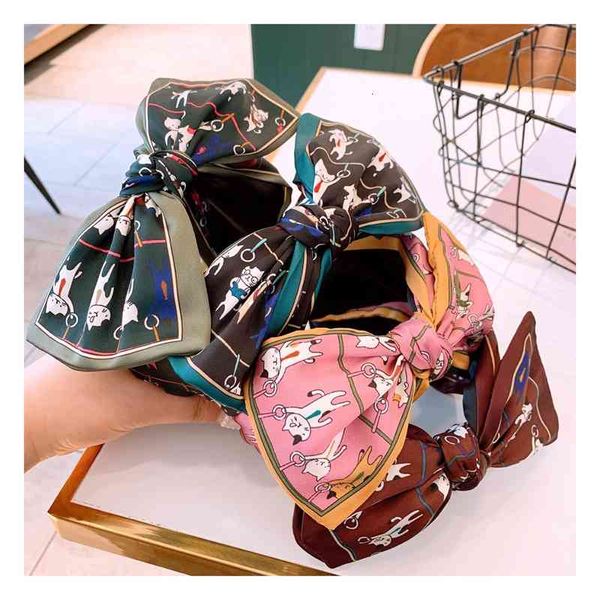 

Barrettes Hairpin Dongdamen Korean Imitation Silk Cartoon Cute Cat Print Wide Edge Bow Hair Hoop, Golden;silver