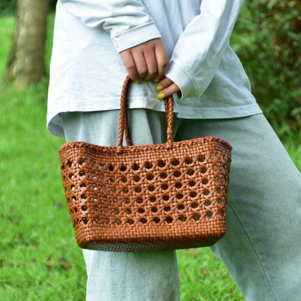 

evening bags woven shoulder bag for women hollow cow leather bucket all-match fashion with inner designer