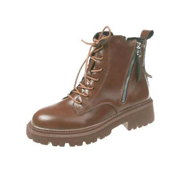 

boots female british style autumn and winter fashion wild thick-soled single shoes net red thin tide short, Black