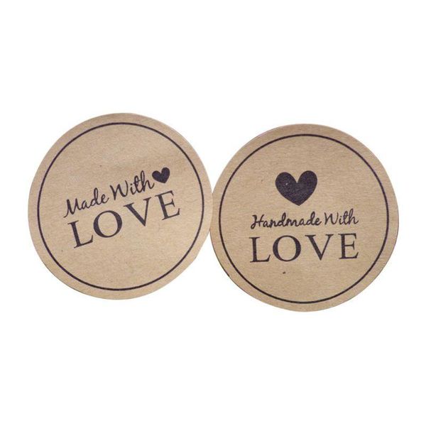 

120pcs handmade with love heart sticker diy 38mm sealing labels for box gift packing kraft cooking tags wrap