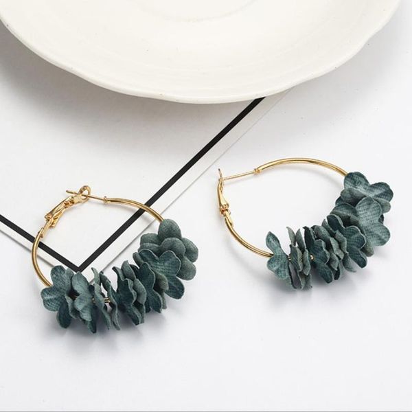 

stud sleek minimalist fabric flower earrings, Golden;silver