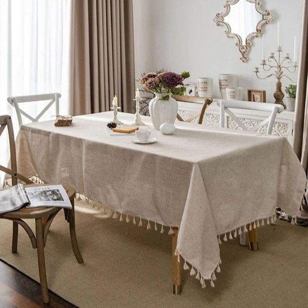 

table cloth multi-size cotton linen tablecloth pure color tassel rectangular coffee household high-grade