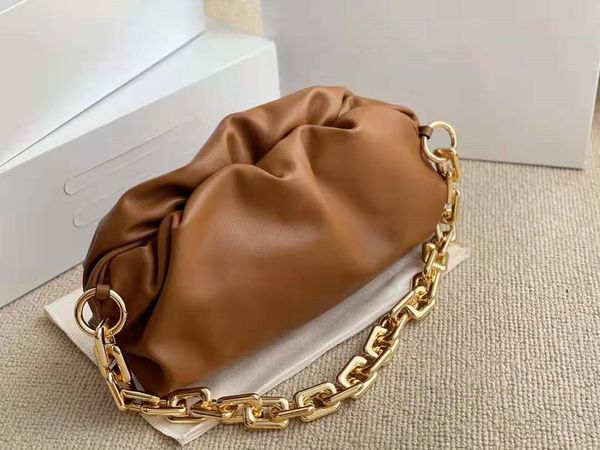 

ysiykiy newset shape evening cloud bag with thick chain clutch women pouch genuine leather clip handbags crossbody totes designer