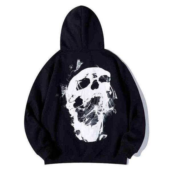 

men's and women's revenge hoodies, wool skull printed street clothes, hip hop, xxx temptation, harajuku, autumn, Black