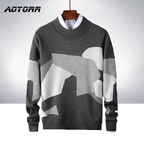 

sweater men streetwear retro patchwork hip hop autumn 2021 pullover o-neck casual sweaters men's winter knitwear clothing, White;black