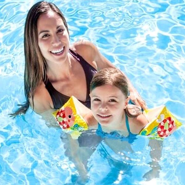 

fun pattern arm circle inflatable floating swimming water sleeve infant tool 58652, Blue