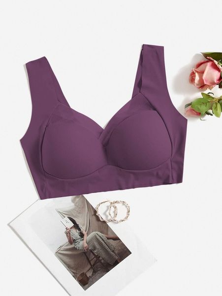 

plus solid seamless bra b8gi#, Black;white