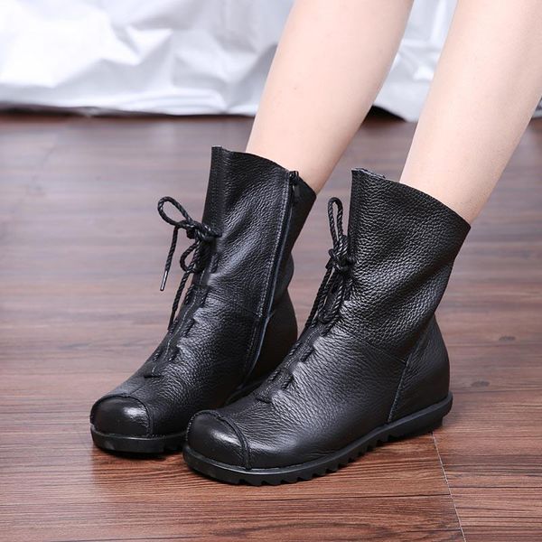 

boots winter women 2021 fashion vintage zipper shoes female booties soft ladies woman snow, Black