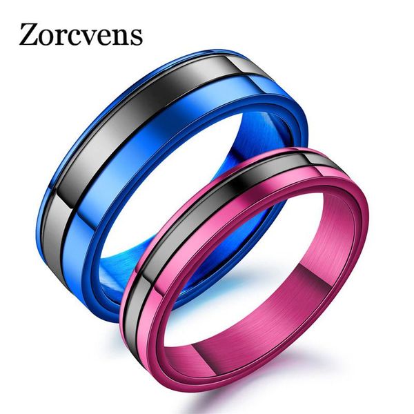 

cluster rings zorcvens design fashion red blue stainless steel wedding for men woman jewelry gifts, Golden;silver