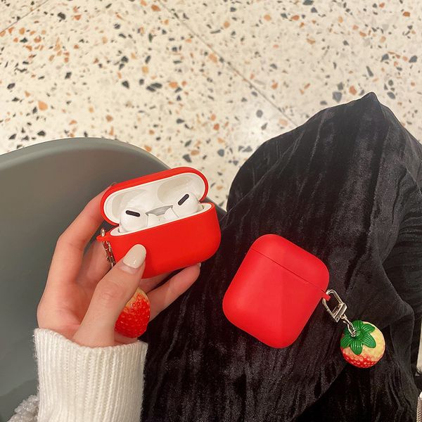 

cute strawberry shape case for airpods 1st 2nd 3 pro soft silicone flexible cases cover cute shockproof earphone protector bulk 97226