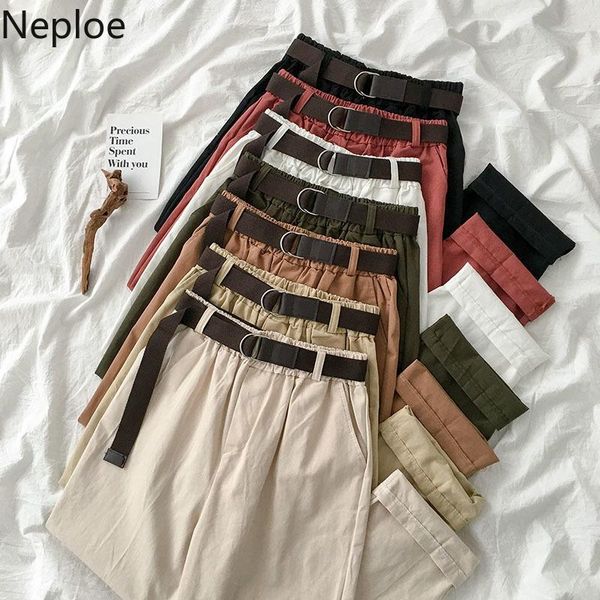 

women's pants & capris neploe women trousers 2021 spring summer fashion female solid high waist loose harem straight casual cargo 1a319, Black;white