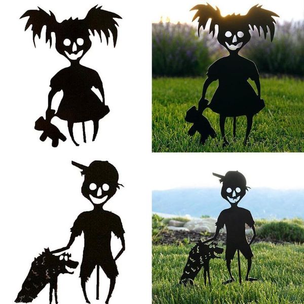 

garden decorations 2021 yard stake metal scare children silhouette decor ornament art for lawn h9x0