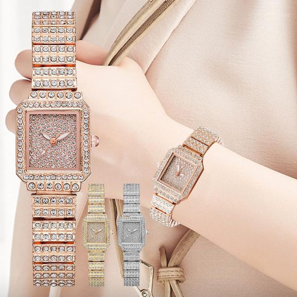 

wristwatches elegant woman watch fashion casual steel band bracelet clasp square alloy crystal women's wrist, Slivery;brown