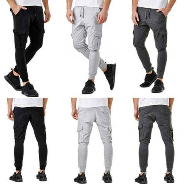 

men's pants men man leisure time bodybuilding split joint zipper foot mouth motion trousers joggers sweatpants, Black