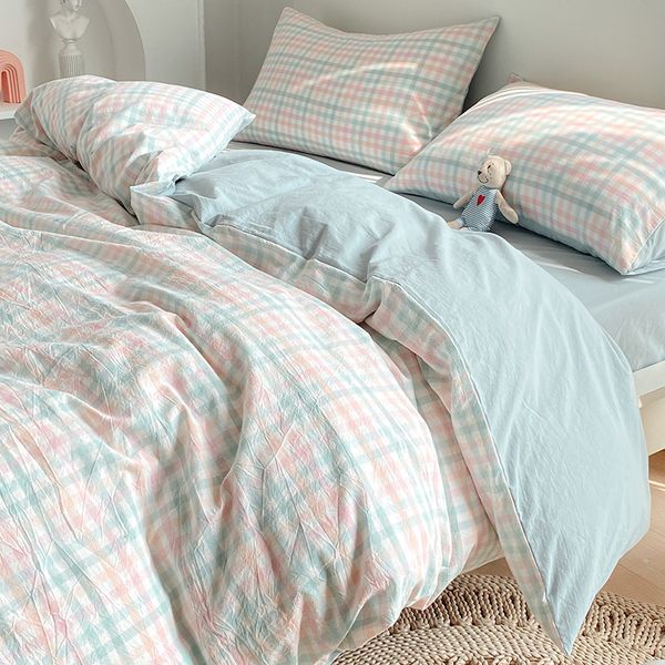 

nordic style ins washed four piece set 100.% cotton summer small frh bed sheet quilt cover bedding