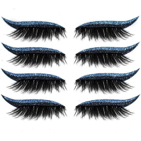 

false eyelashes 8pcs=4pairs reusable lashes eyeliner and eyelash stickers waterproof easy to use remove
