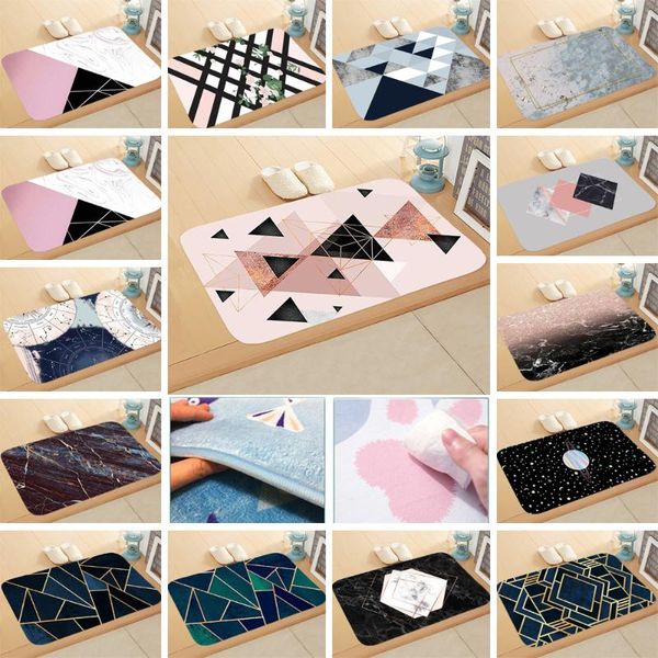 

nordic style marble stripe doormat kitchen hallway mats anti-slip geometry 3d printing living room flannel carpet rug 40*60cm carpets