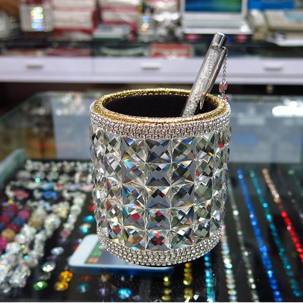 

car organizer creative diamond rhinestone crystal pen holder multi-function personalized storage for stowing tidying home