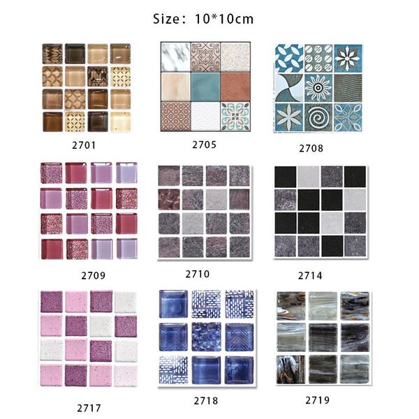 

kitchen cupboard wallpaper waterproof wallpape18pcs/set simulation mosaic tiles wall sticker transfers flat 2d printed covers wallpapers