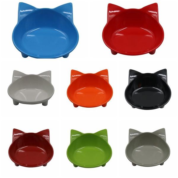 

pet bowl feeder cute cat face shape anti slip cats puppy kitten melamine multi-color drink feeding supplies bowls & feeders