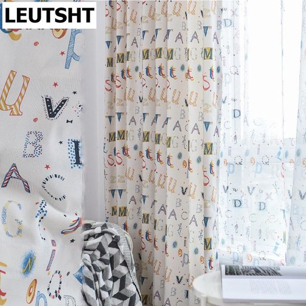 

curtain & drapes cartoon letter printed fabric modern minimalist blackout curtains for living dining room bedroom