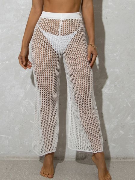 

hollow out crochet cover up pants f9ky#, White;black