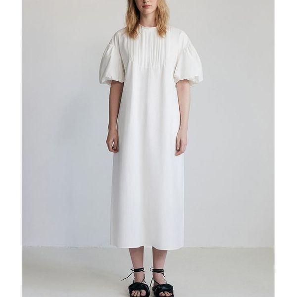 

party dresses 2021 summer fund temperament in bubble sleeve white women dress, White;black