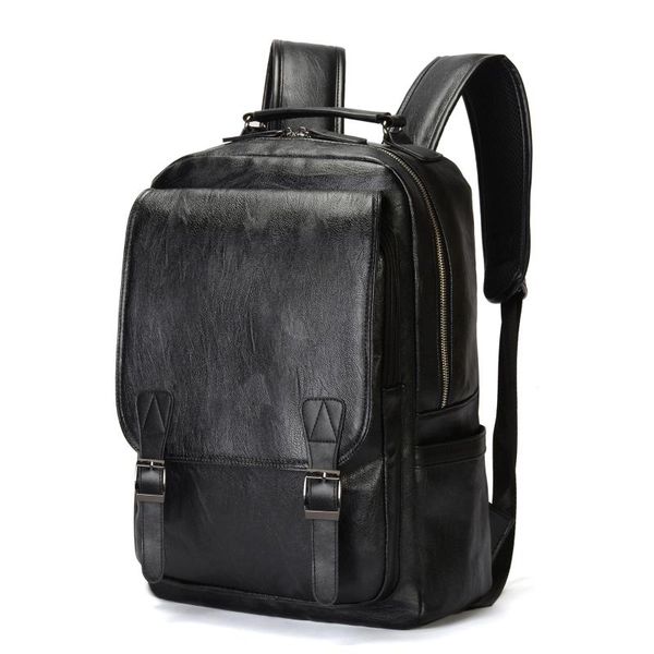 

backpack brand pu leather men mochila masculina bagpack quality mochilas hombre vintage mens travel bag pack