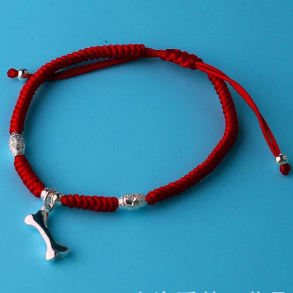 

charm bracelets trend silver color dog bone bracelet for woman red rope handmade yoga fashion pulseira feminina, Golden;silver