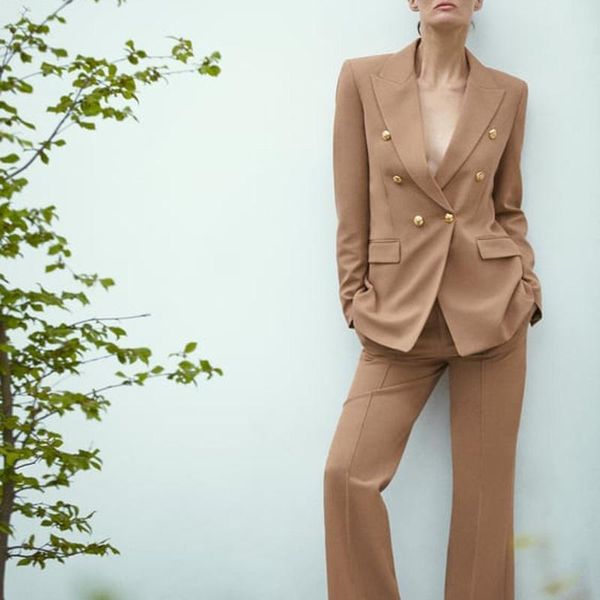 

spring and autumn women's casual solid color double-breasted pocket decorative jacket suits & blazers, White;black