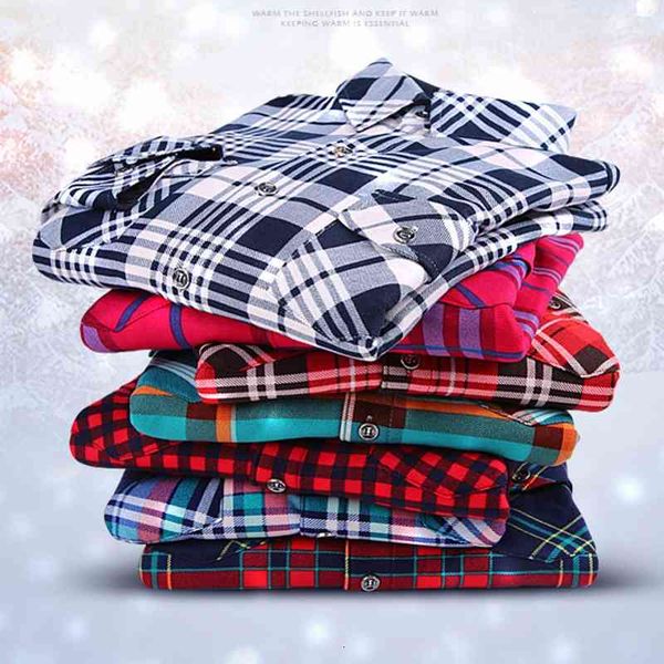 

women's blouses & shirts 4xl velvet warm womens plaid shirt female long sleeve plus size winter pockets check blouse blusas femininas, White