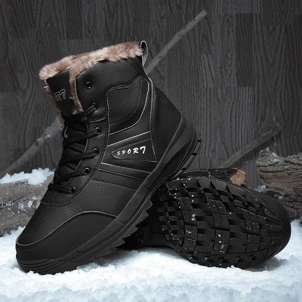 

boots 2021 men snow waterproof non-slip cotton-padded shoes warm winter large code, Black