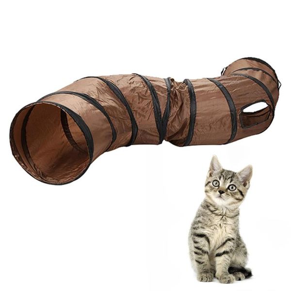 

cat toys 1pc s shape collapsible tunnel play durable polyester hideaway pet crinkle with ball for toy