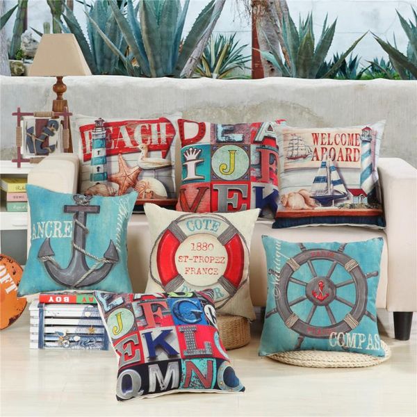 

45x45cm mediterranean style pillowcase home retro linen sofa cushion cover bedroom decoration throw pillow case cushion/decorative