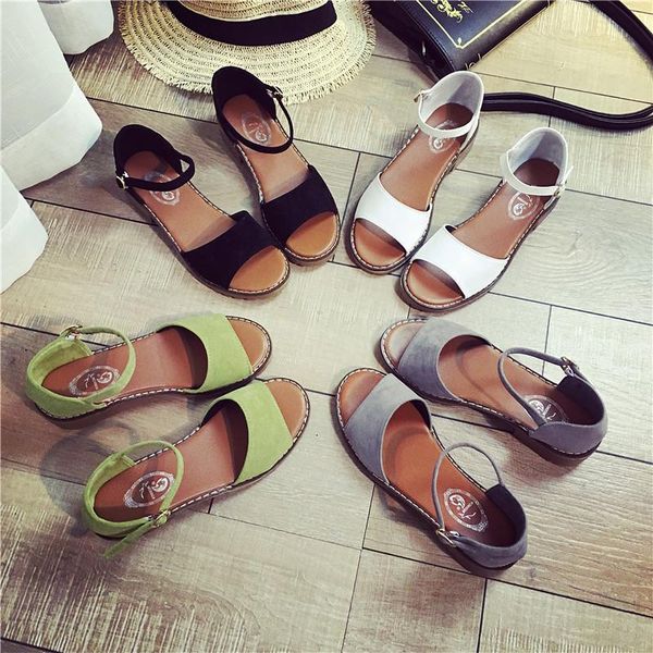 

women's shoes summer style flat sandals thick heel, Black