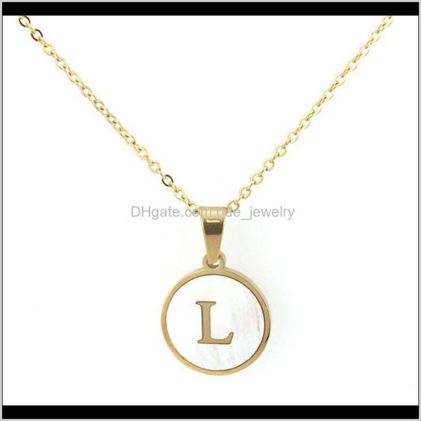 

& pendants jewelrysimple stainless steel 26 letter initial alphabet shell pendant necklaces women girl gold color chain necklace collier fem, Silver