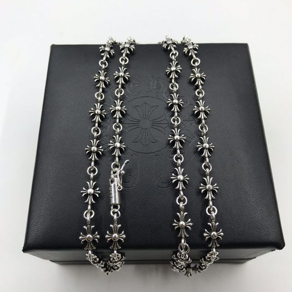 

necklace ch croquet cross flower chain fashion brand hip hop punk pendant, Silver