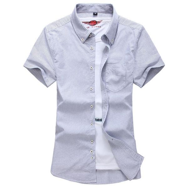 

men's casual shirts loldeal men shirt striped short sleeve slim fit cotton blend soft beach style, White;black