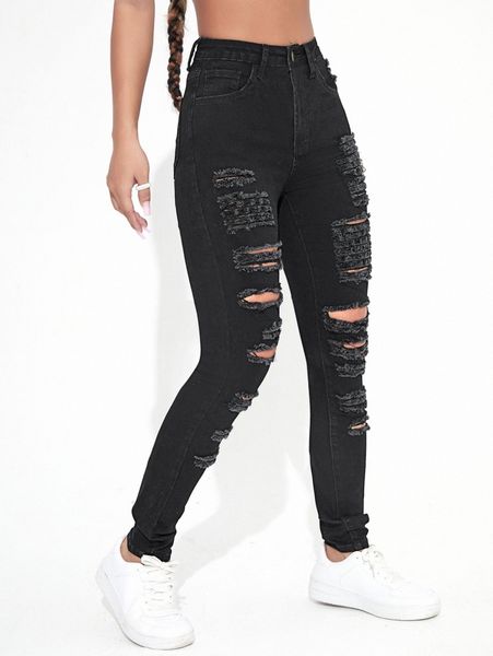

zipper fly ripped skinny jeans k8c0#, Blue