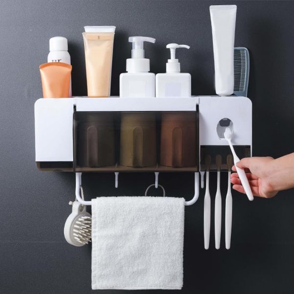 

bathroom storage & organization multifunction toothbrush holder toothpaste squeezer dispenser accessories household j19