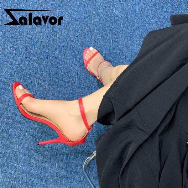 

sandals zalavor women high heel ankle strap thin fashion summer shoes wedding party footwear size 30-43, Black
