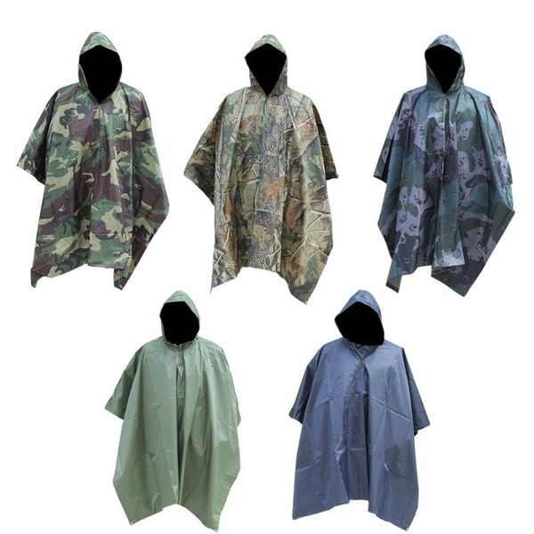 

raincoats vktech 3 in 1 multifunctional camo raincoat waterproof rain coat awning poncho outdoor camping hooded cover tent mat