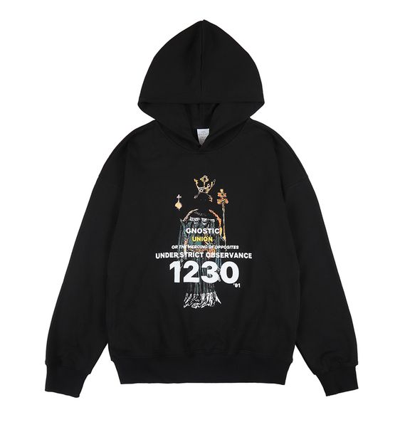 

high street fashion hoodies men sweatshirts printed skateboards hooded men's long sleeve womens pullover hip hop clothes 356, Black