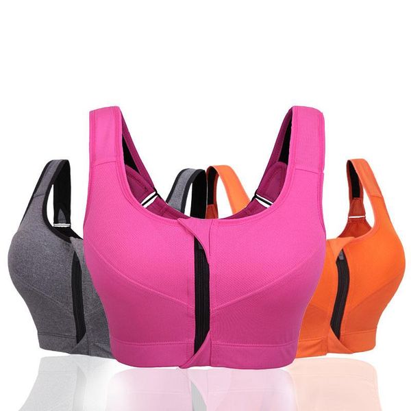 

women's shapers women quick-drying sports bras stretch crop underwear vest woman running gym zipper adjustable strap bra, Black;white