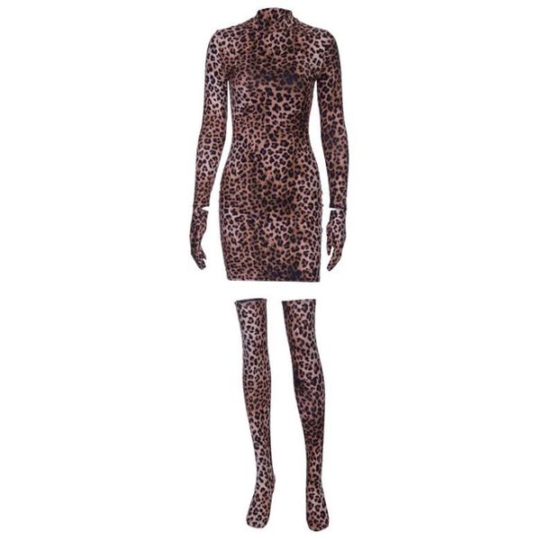 

women's long sleeve glove leopard dress casual dresses, Black;gray