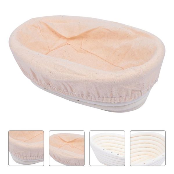 

storage baskets 1 pc oval rattan bread dough proofing basket bowl with lining